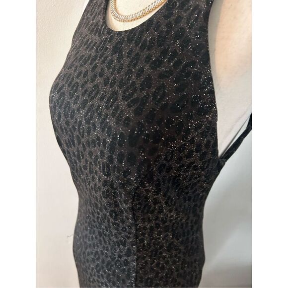 Susan roselli for vijack animal print sparkly long dress maxi size 10 with split - Picture 2 of 9